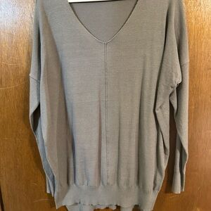 Pink Lily Gray V-Neck Sweater